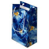 Blauwe rozen geschenkzak klein cadeauzakje (Achterkant Gekanteld)