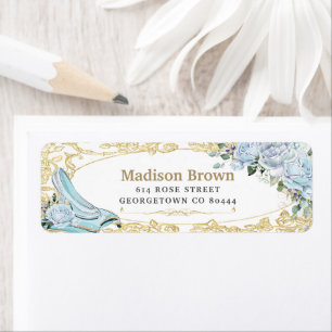 Blauwe Rozen Gold Prinses Cinderella Return Etiket