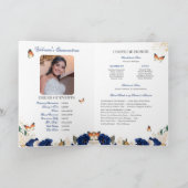 Blauwe Rozen Gold Tiara Butterfly Quinceanera Programma (Binnen)