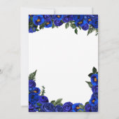 Blauwe Rozen & Gouden Fantasie Baljurk Quinceanera Kaart (Achterkant)