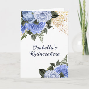 Blauwe Rozen Gouden Glitter Quinceañera Foto
