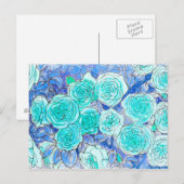 Blauwe Rozen, groene bladeren Roos tuinzomerventil Briefkaart (Voorkant / Achterkant)