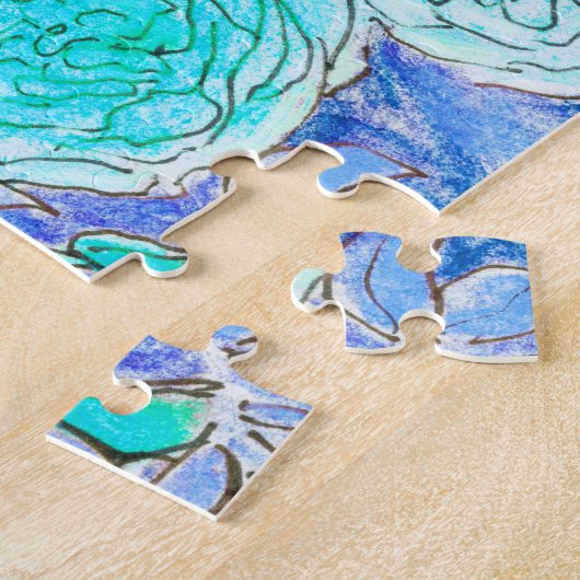 Blauwe Rozen, groene bladeren Roos tuinzomerventil Legpuzzel (Zijkant)