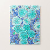 Blauwe Rozen, groene bladeren Roos tuinzomerventil Legpuzzel (Verticaal)