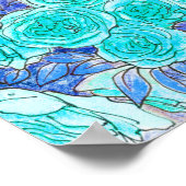 Blauwe Rozen, groene bladeren Roos tuinzomerventil Poster (Hoek)