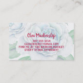 Blauwe  rozen haakwerk visitekaartje (Achterkant)