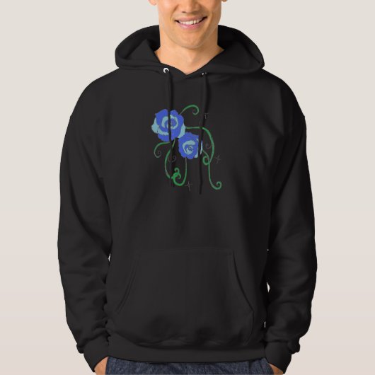 Blauwe Rozen Hoodie (Voorkant)