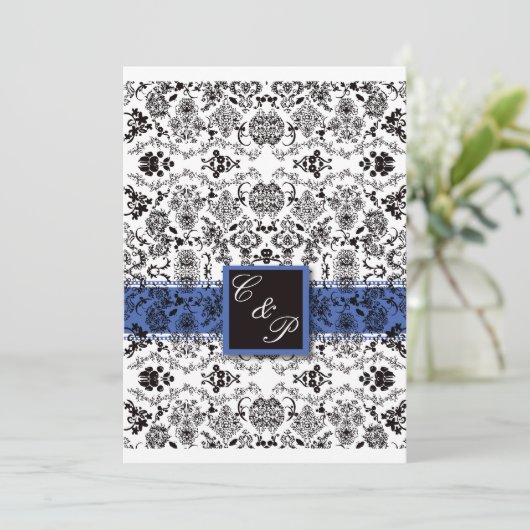 Blauwe Rozen Huwelijksuitnodiging Kaart (Staand voorkant)