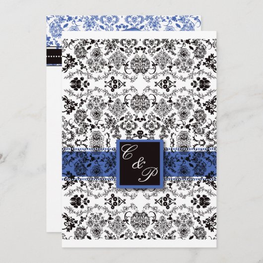 Blauwe Rozen Huwelijksuitnodiging Kaart (Voorkant / Achterkant)