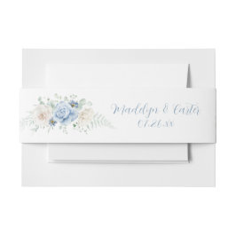 Blauwe Rozen, Hydrangea Floral Belly Band Uitnodigingen Wikkel
