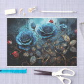 Blauwe Rozen in het donker Tissuepapier (Craft)
