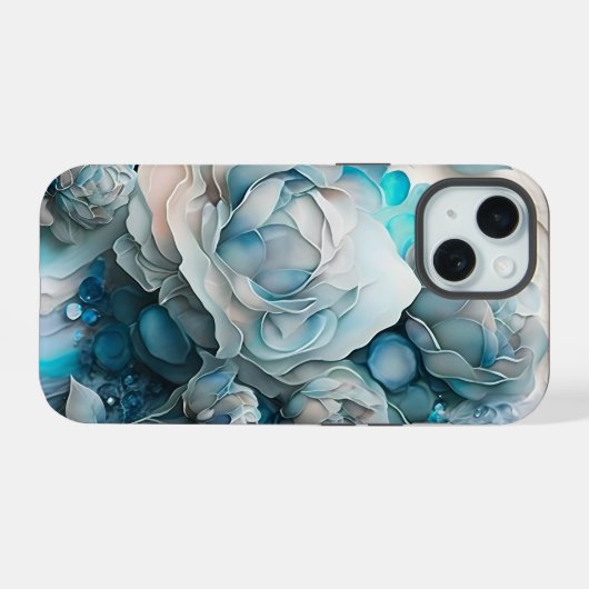 Blauwe Rozen iPhone 15 Case (Achterkant horizontaal)