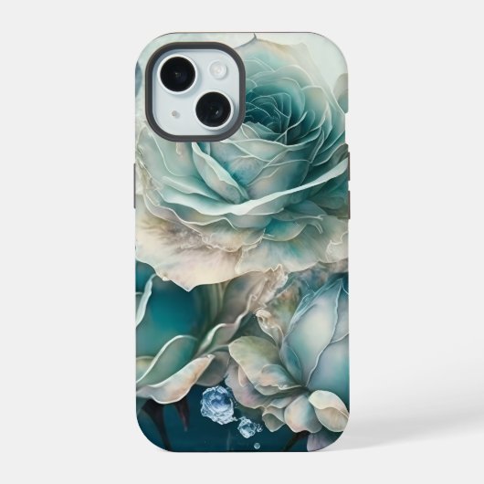 Blauwe Rozen iPhone 15 Case (Achterkant)