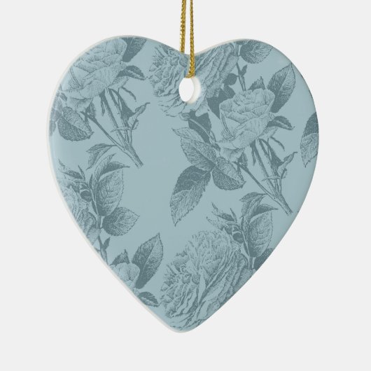 blauwe Rozen Keramisch Ornament (Rechts)