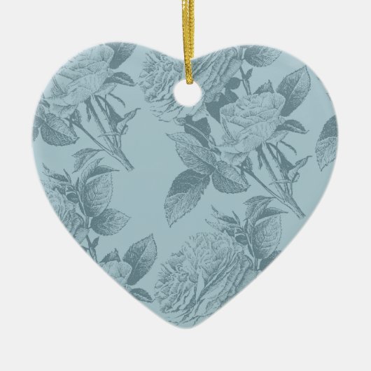  blauwe Rozen Keramisch Ornament (Voorkant)