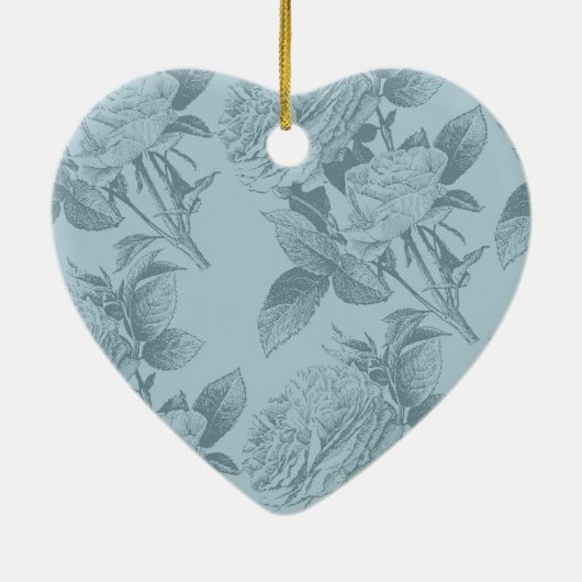  blauwe Rozen Keramisch Ornament (Achterkant)