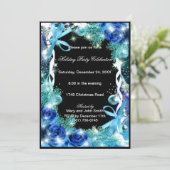 Blauwe Rozen kerstfeest uitnodiging (Staand voorkant)