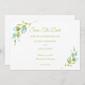 Blauwe Rozen knoppen bruiloft opslaan datum Kaart (Voorkant / Achterkant)