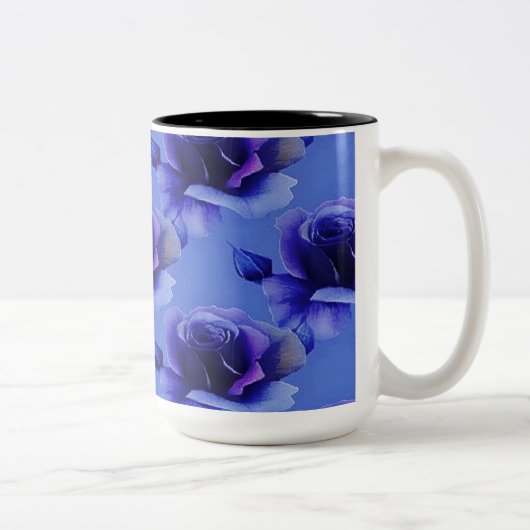 Blauwe Rozen Koffiekoffie Mok (Rechts)