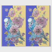 Blauwe Rozen kunstbloemen Waterverf Verpakking Cadeaupapier (Vlak)