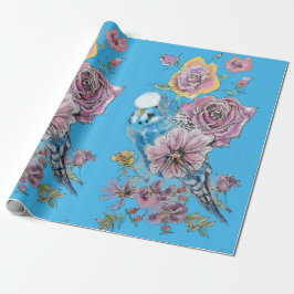 Blauwe Rozen kunstbloemen Waterverf Verpakking Cadeaupapier