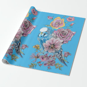 Blauwe Rozen kunstbloemen Waterverf Verpakking Cadeaupapier