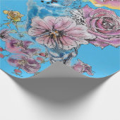 Blauwe Rozen kunstbloemen Waterverf Verpakking Cadeaupapier (Hoek)