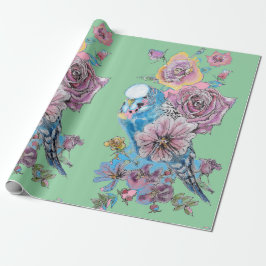 Blauwe Rozen kunstbloemen Waterverf Verpakking Cadeaupapier