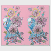 Blauwe Rozen kunstbloemen Waterverf Verpakking Cadeaupapier (Vlak)