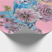 Blauwe Rozen kunstbloemen Waterverf Verpakking Cadeaupapier (Hoek)