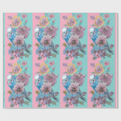 Blauwe Rozen kunstbloemen Waterverf Verpakking Cadeaupapier (Vlak)