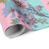 Blauwe Rozen kunstbloemen Waterverf Verpakking Cadeaupapier (Rol Hoek)