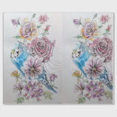 Blauwe Rozen kunstbloemen Waterverf Verpakking Cadeaupapier (Vlak)