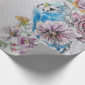 Blauwe Rozen kunstbloemen Waterverf Verpakking Cadeaupapier (Hoek)