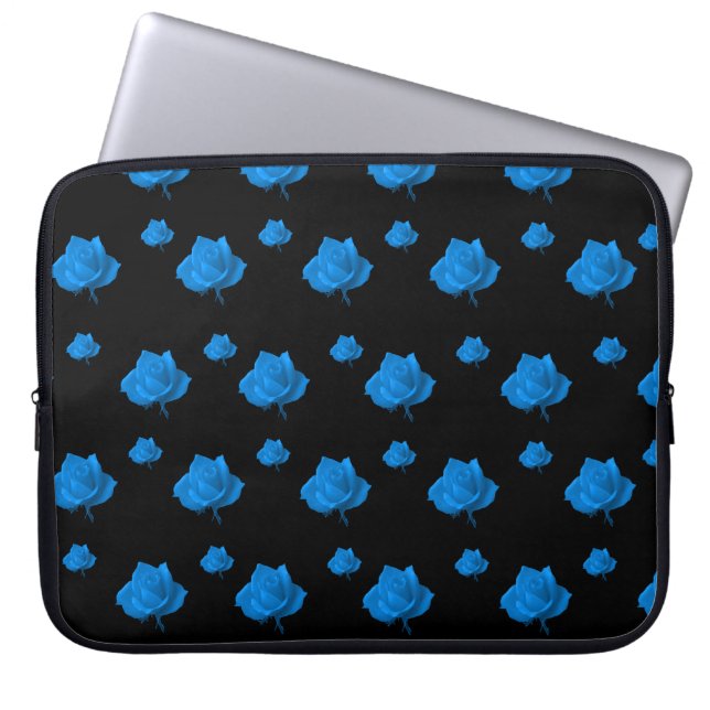 Blauwe Rozen Laptop Sleeve (Voorkant)