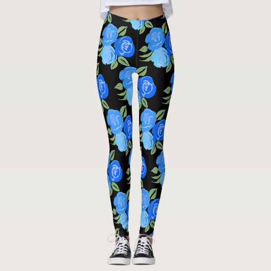 Blauwe Rozen Leggings (Voorkant)