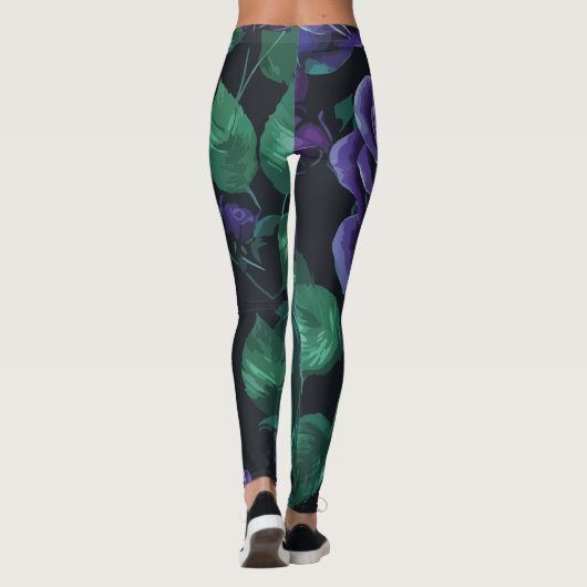 Blauwe rozen leggings (Achterkant)