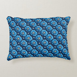 Blauwe rozen Luxe Bloemennacht Ontwerp Accent Kussen