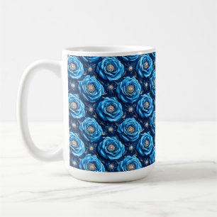 Blauwe rozen Luxe Bloemennacht Ontwerp Koffiemok