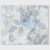 Blauwe Rozen luxe Cadeaupapier (Vlak)