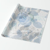 Blauwe Rozen luxe Cadeaupapier (Uitgerold)