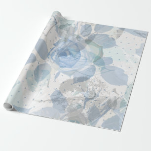 Blauwe Rozen luxe Cadeaupapier