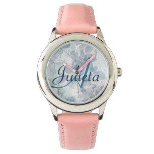 Blauwe Rozen luxe Monogram Horloge