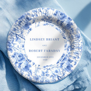 Blauwe Rozen Luxe Trouwpapier Borden Papieren Bordje