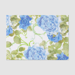 Blauwe  Rozen met Damask Floral Tissuepapier