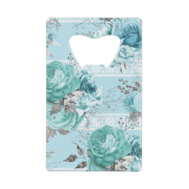 Blauwe Rozen met kant Creditkaart Flessenopener