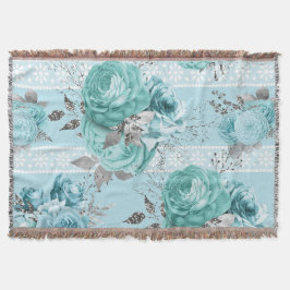 Blauwe Rozen met kant Deken