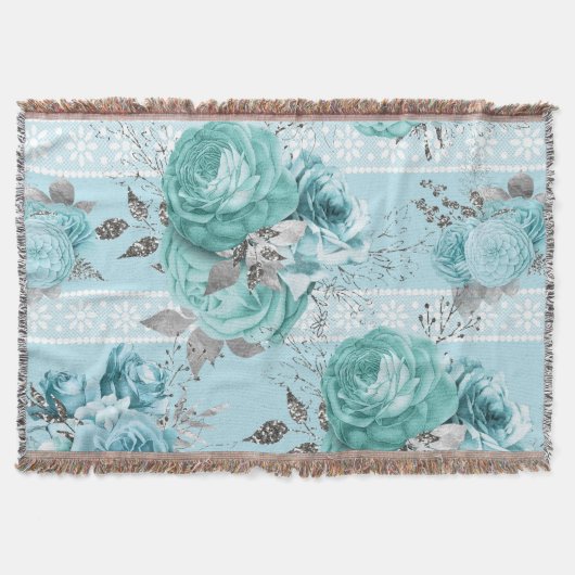 Blauwe Rozen met kant Deken (Voorkant)