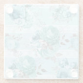 Blauwe Rozen met kant Glazen Onderzetter (Achterkant)