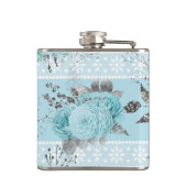 Blauwe Rozen met kant Heupfles (Achterkant)